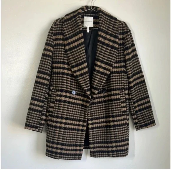 NWOT Anthropologie Avec Les Filles Houndstooth Plaid Wool Blend Coat Jacket M - Picture 11 of 15